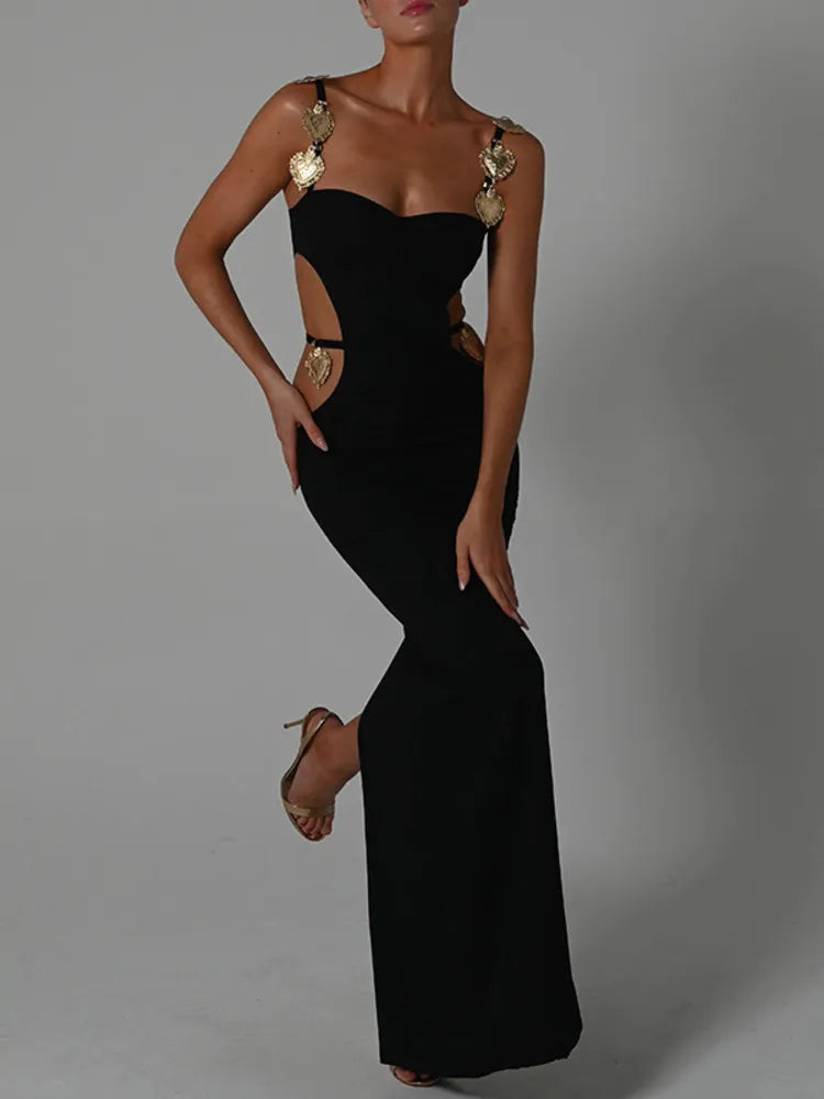 Lillian | Black Heart Maxi Dress