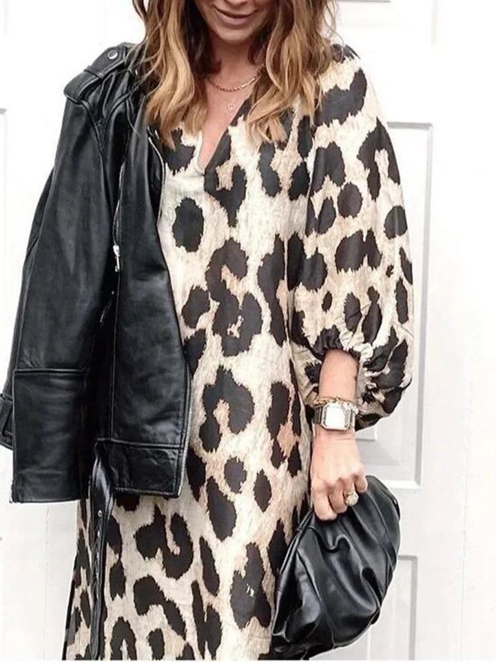 Zarina | Leopard V-Neck Maxi Dress