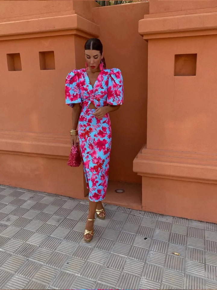 Loren | Vibrant Puff Sleeve Dress