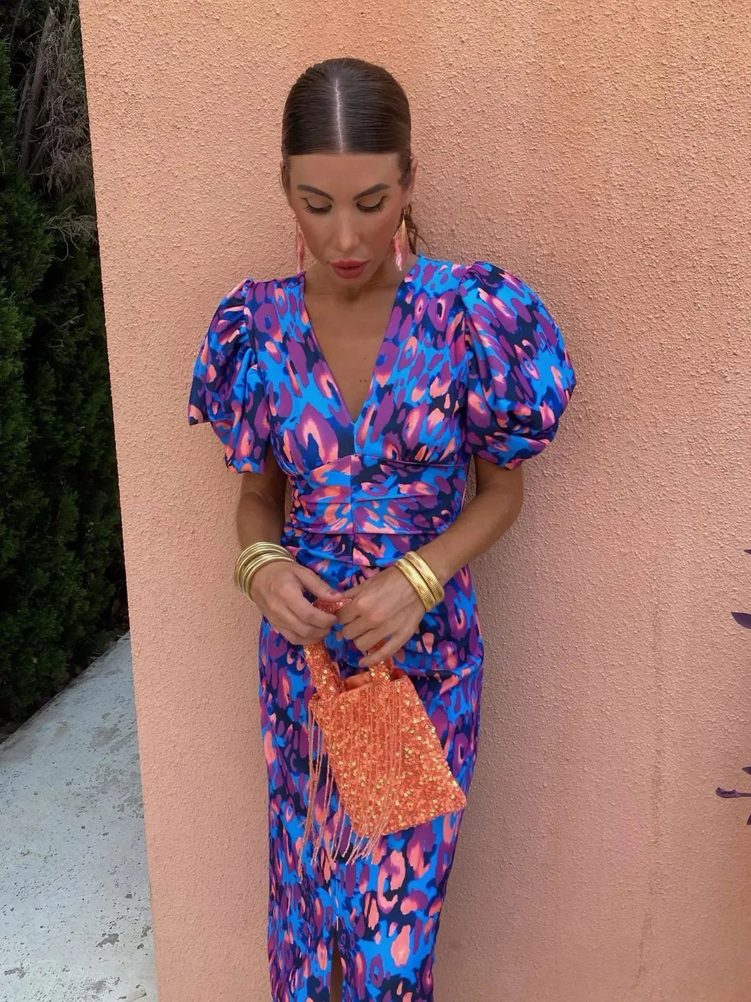 Loren | Vibrant Puff Sleeve Dress