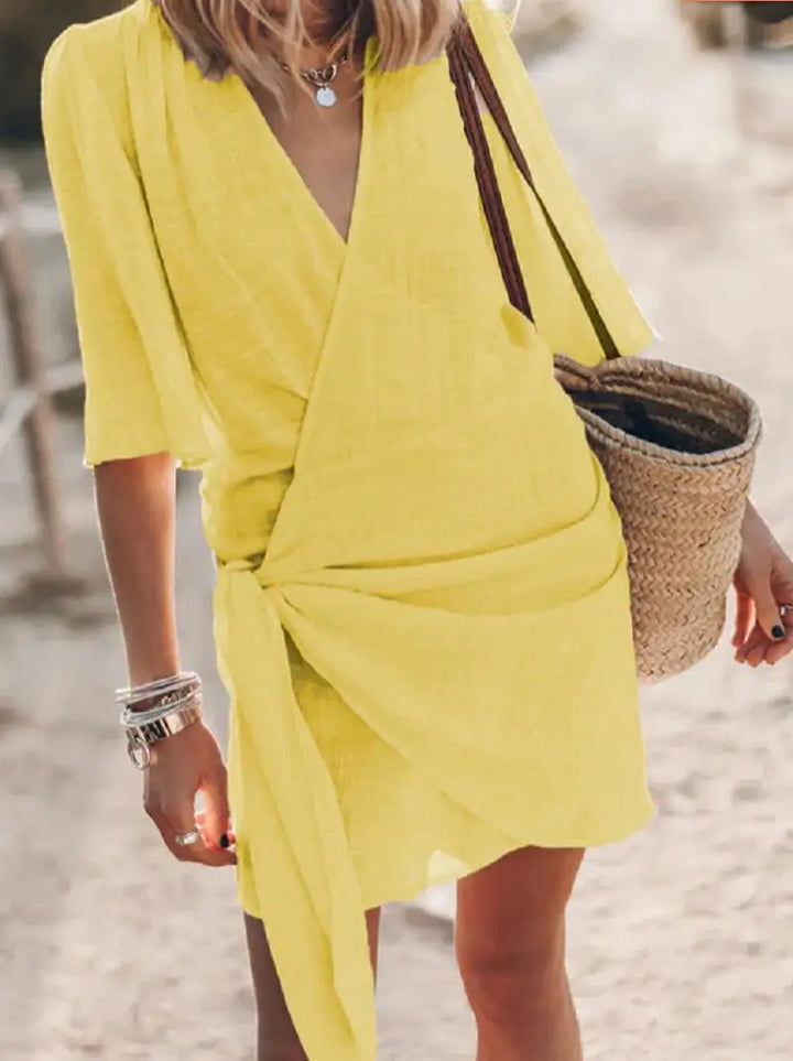 Angelin | V-Neck Linen Dress