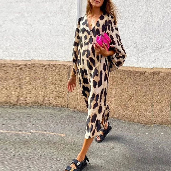 Zarina | Leopard V-Neck Maxi Dress