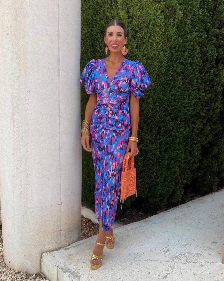 Loren | Vibrant Puff Sleeve Dress