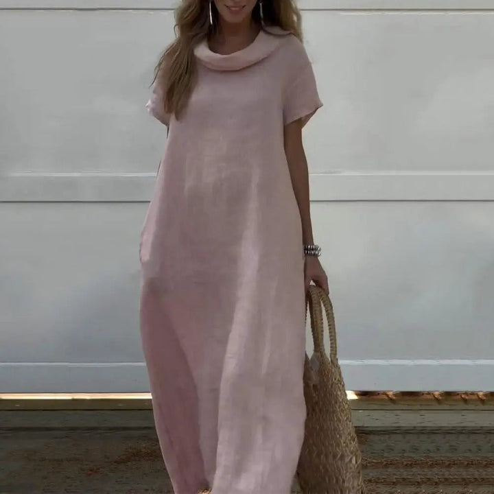 Lona | Linen Dress with Stylish Neckline