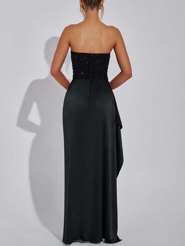 Valentina | Elegant Sequin Slit Maxi Dress