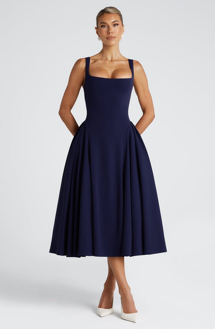 Betty | Navy Midi Dress