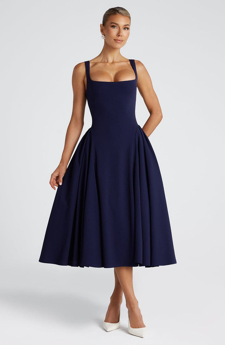 Betty | Navy Midi Dress