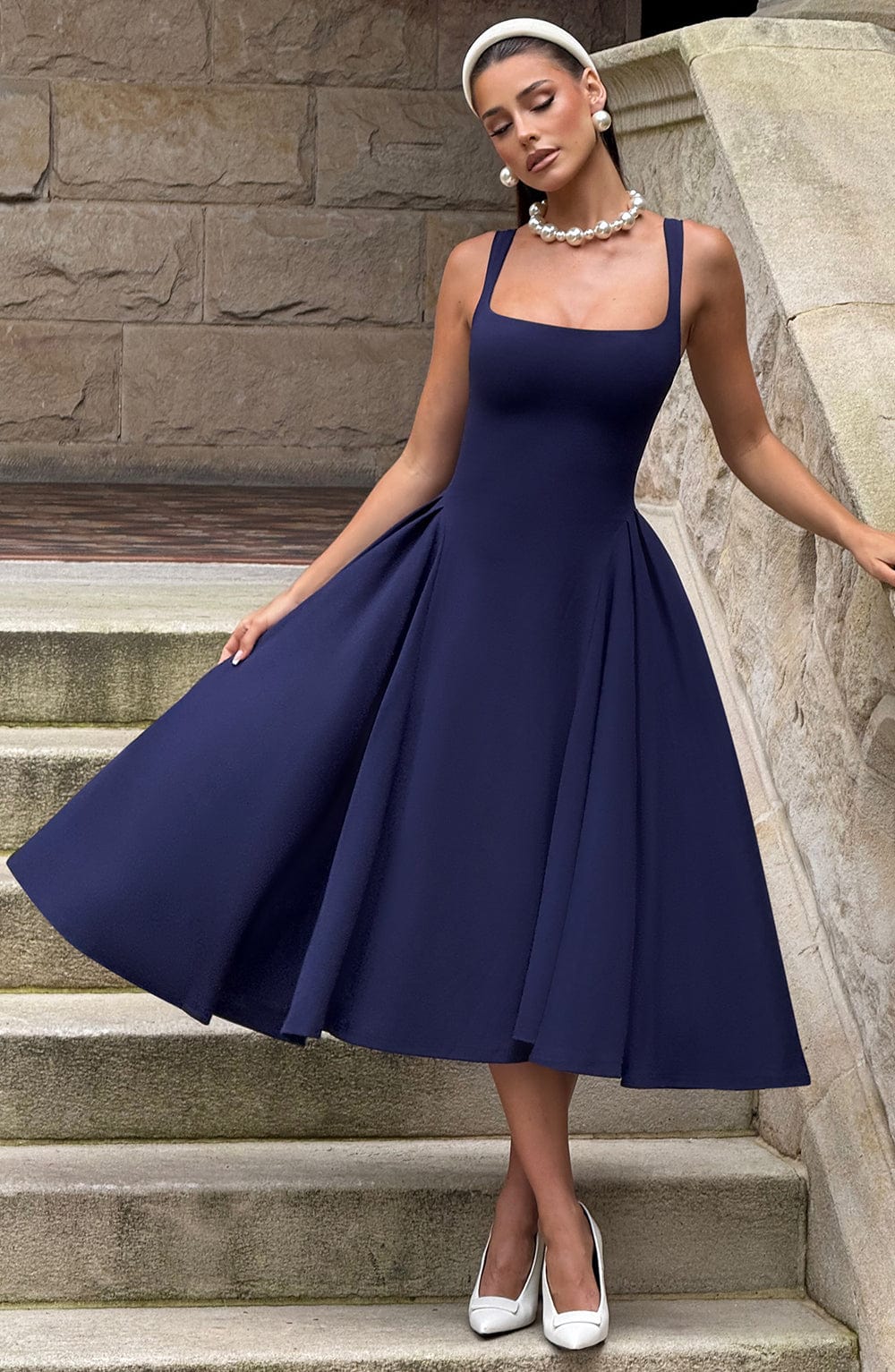 Betty | Navy Midi Dress