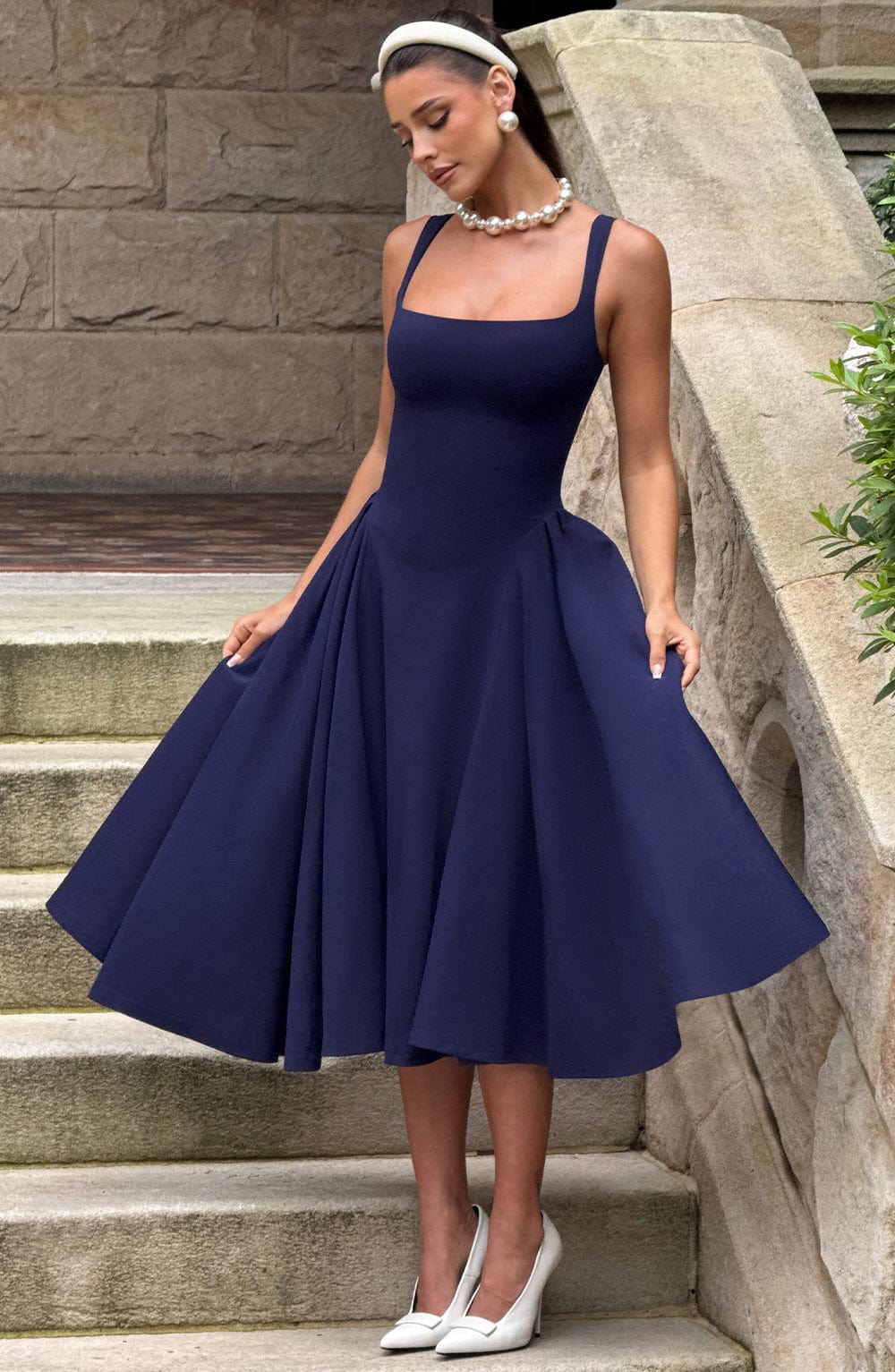 Betty | Navy Midi Dress