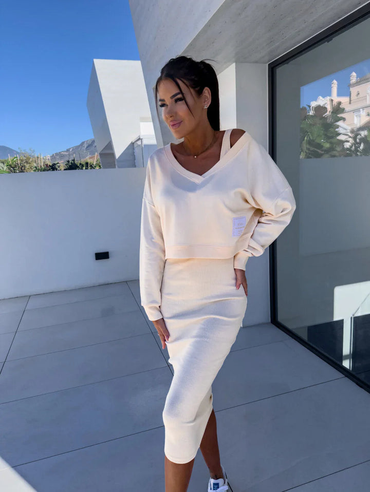 Lana | Casual Dress + Sweatshirt Set