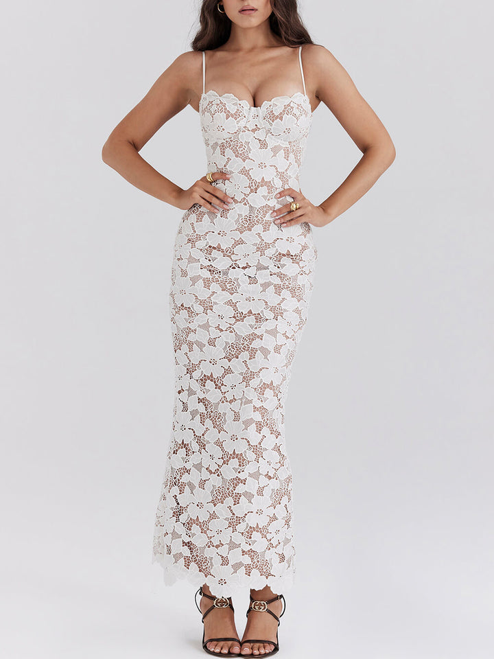 Sienna | Sexy Lace Halter See-Through Midi