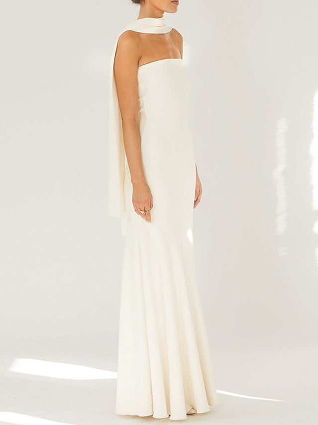 Adriana | Strapless One-Shoulder Fishtail Maxi