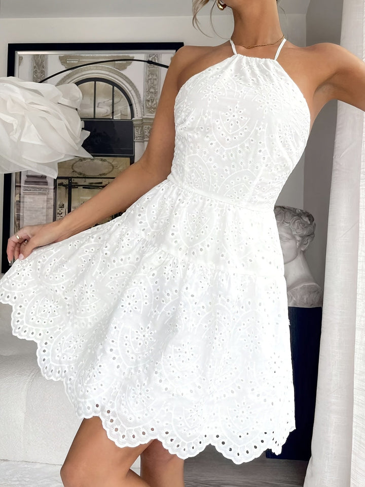 Liora | Halter Mini Dress with Embroidery