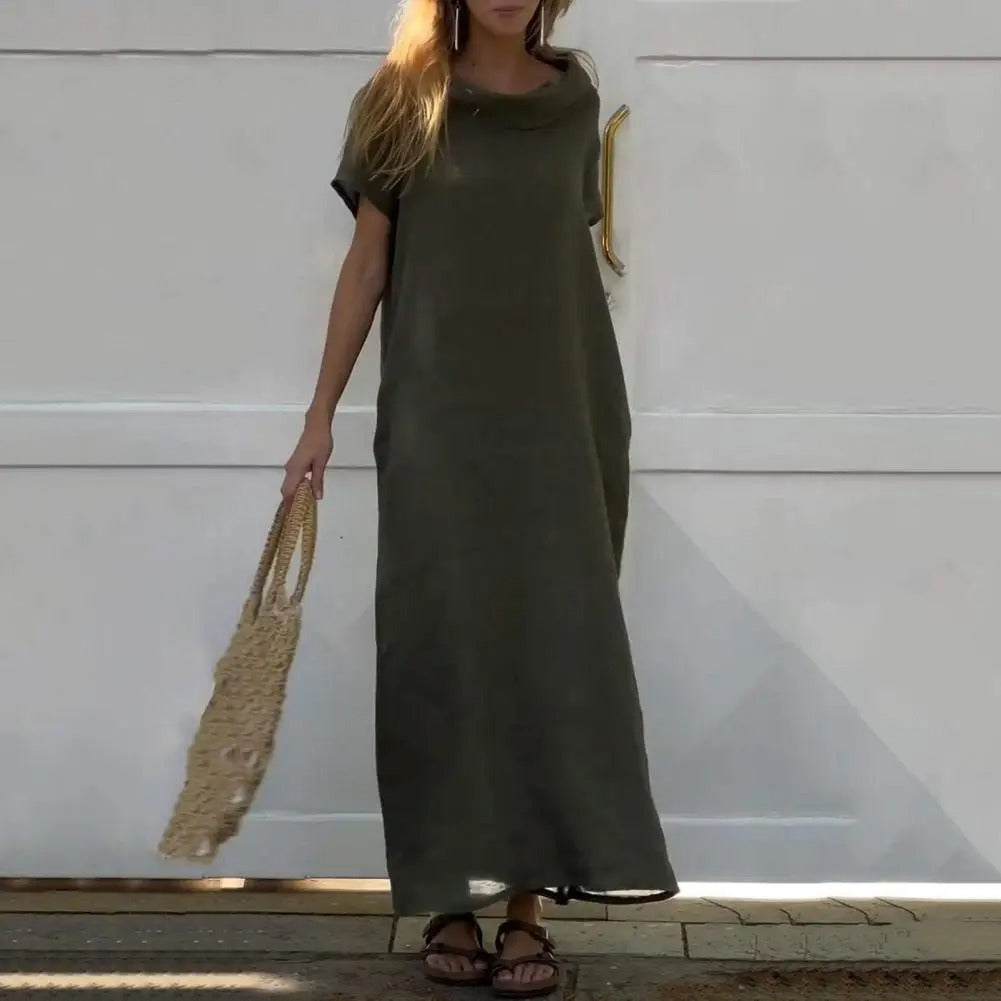 Lona | Linen Dress with Stylish Neckline