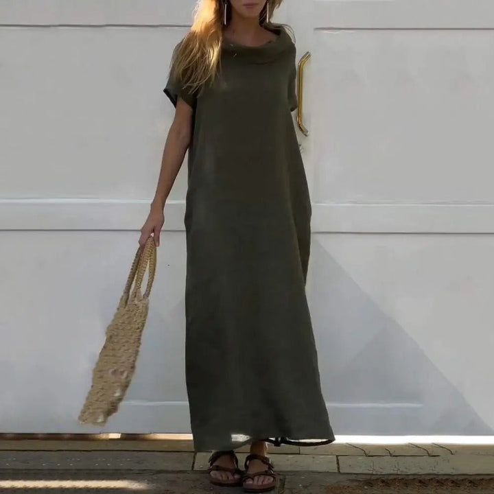 Lona | Linen Dress with Stylish Neckline