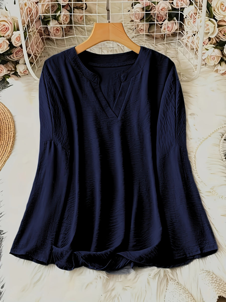 Yahna |  Classic Long Sleek V-Neck Top