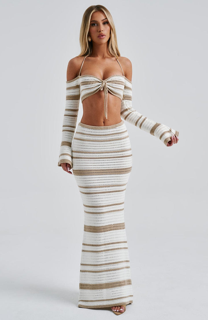 Georgia | Beige/White Top