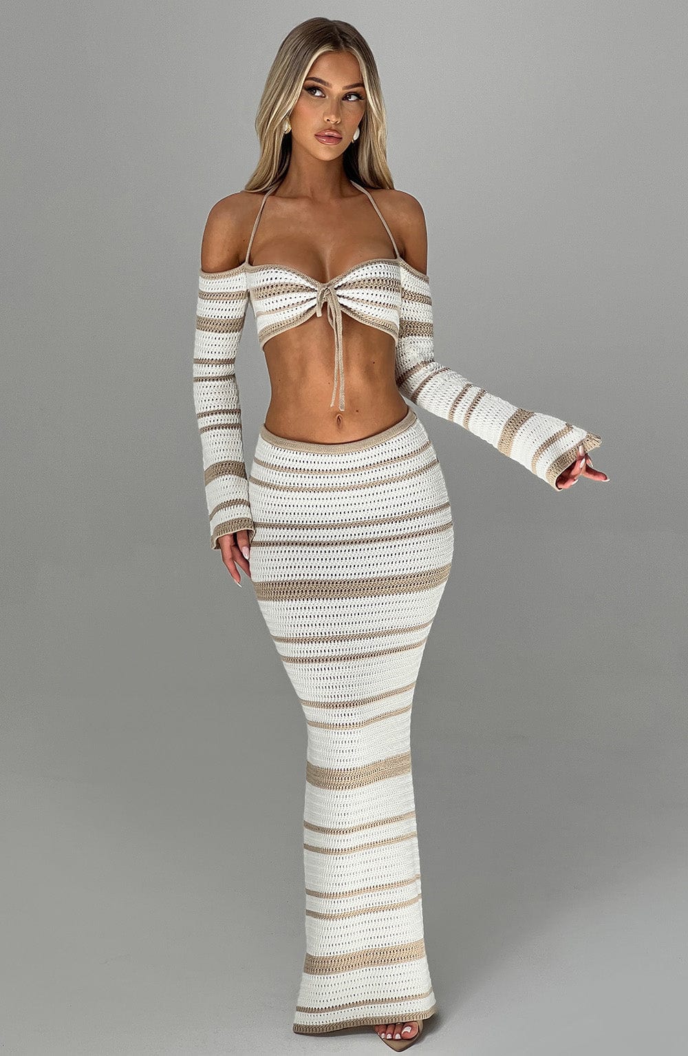 Georgia | Beige/White Top