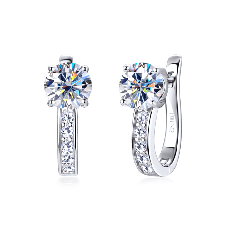 Channel | 18K Gold Moissanite Huggie Earrings
