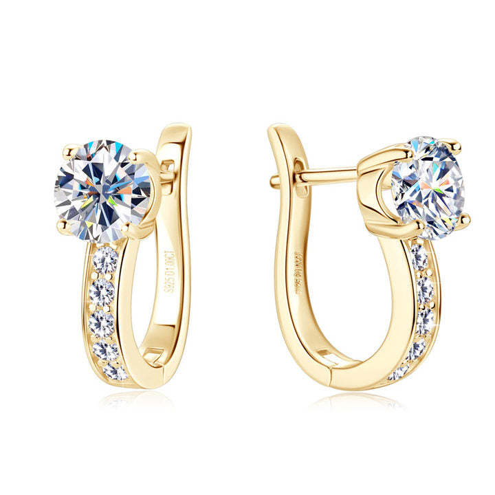 Channel | 18K Gold Moissanite Huggie Earrings