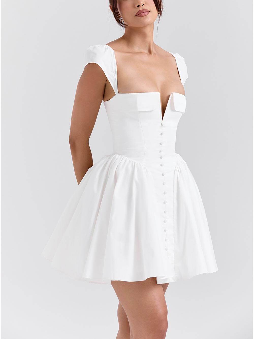 Mireille | V-Neck Pleated Mini Dress