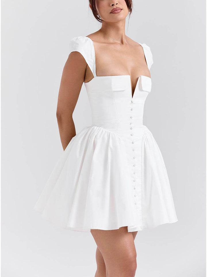 Mireille | V-Neck Pleated Mini Dress