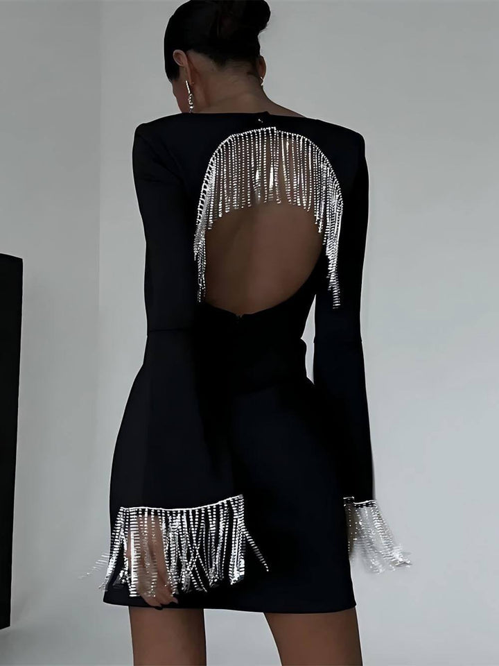Party Time | Diamond Chain Backless Mini Dress