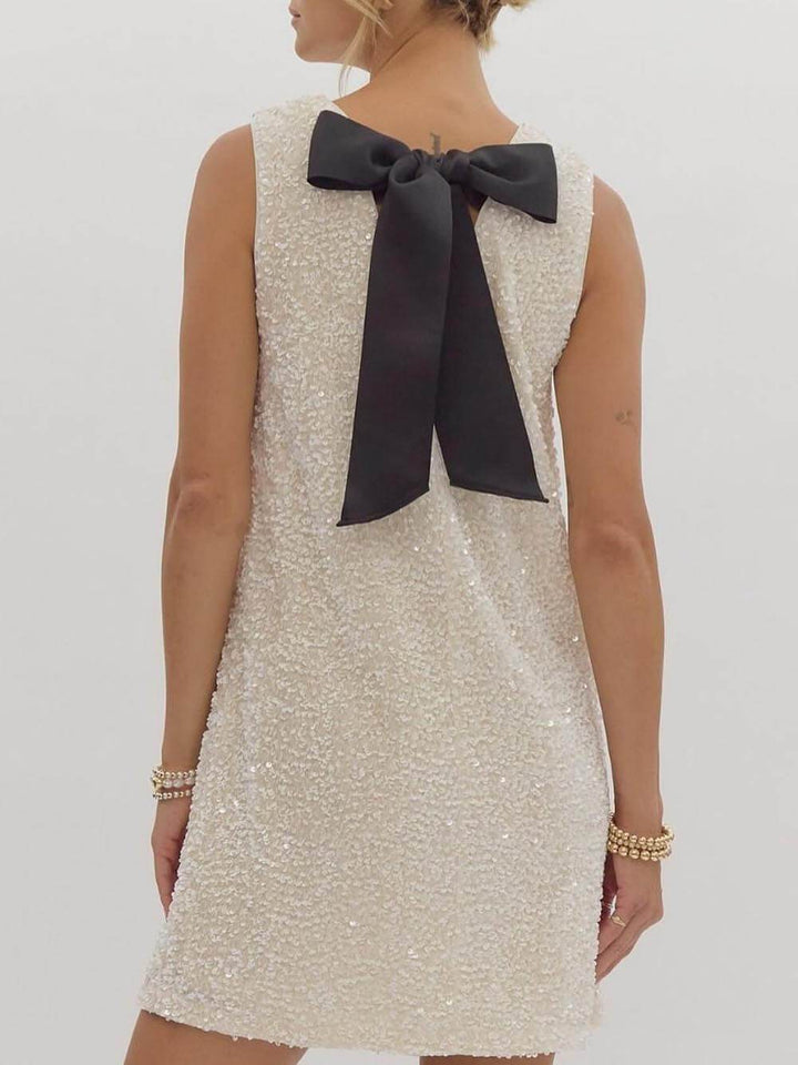 Sequined | Tie-Back Bows Mini Dress