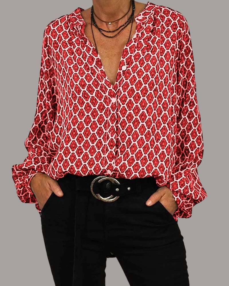Ursula | Relaxed V-Neck Midi Shirt