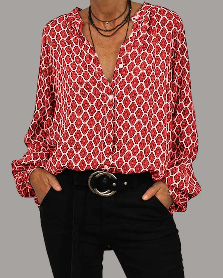 Ursula | Relaxed V-Neck Midi Shirt