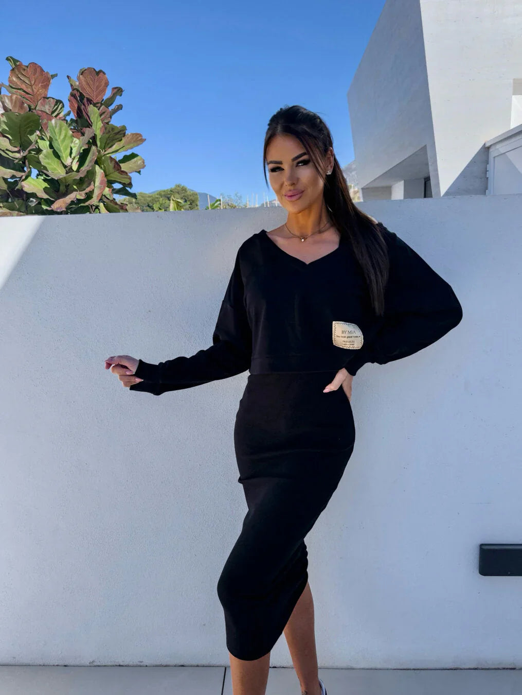 Lana | Casual Dress + Sweatshirt Set