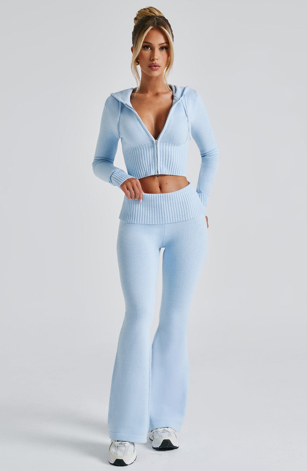 Portia | Baby Blue Knit Hoodie
