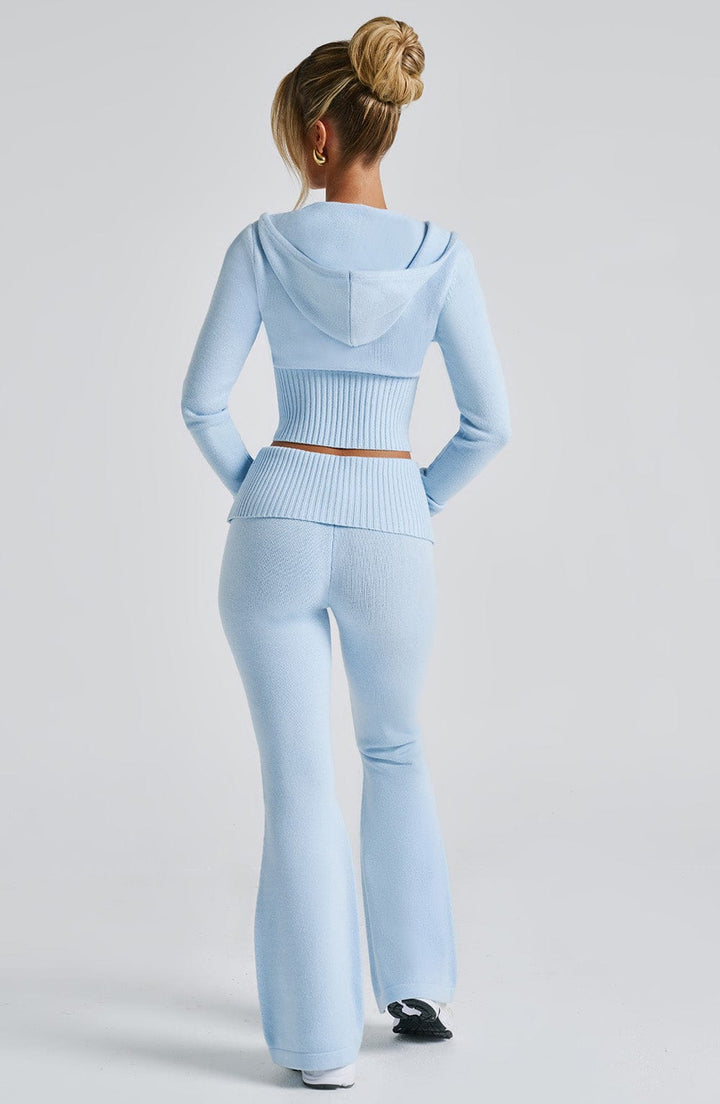Portia | Baby Blue Knit Hoodie