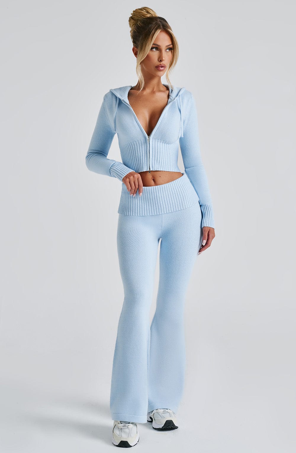 Portia | Baby Blue Knit Hoodie