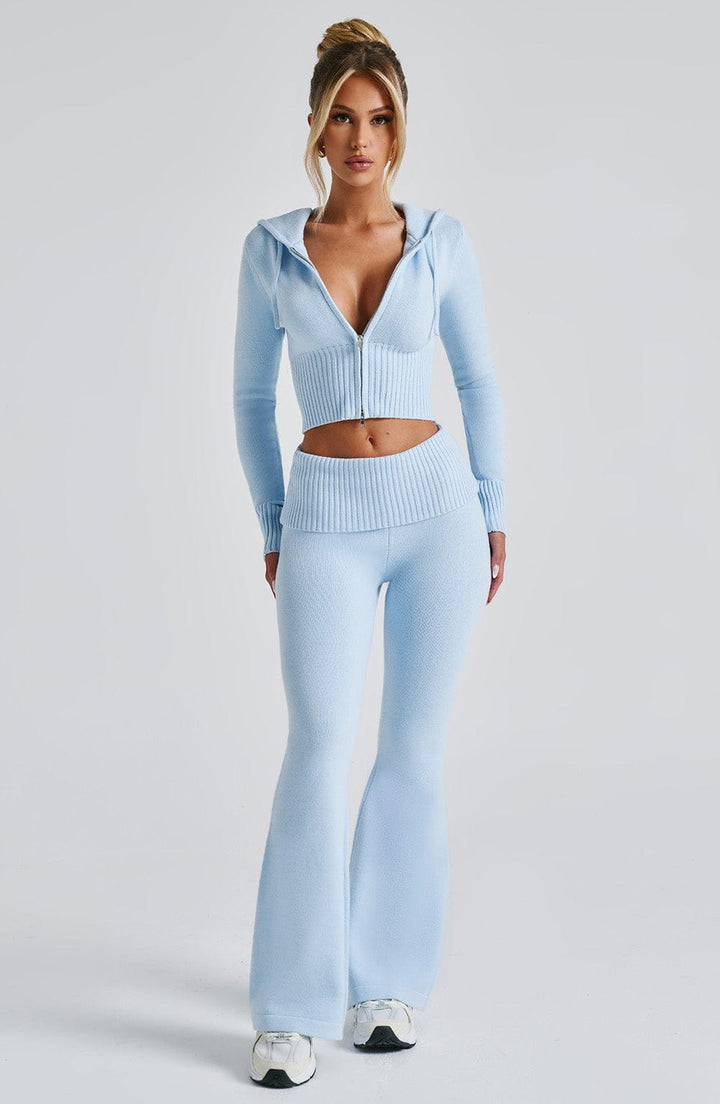 Portia | Baby Blue Knit Hoodie