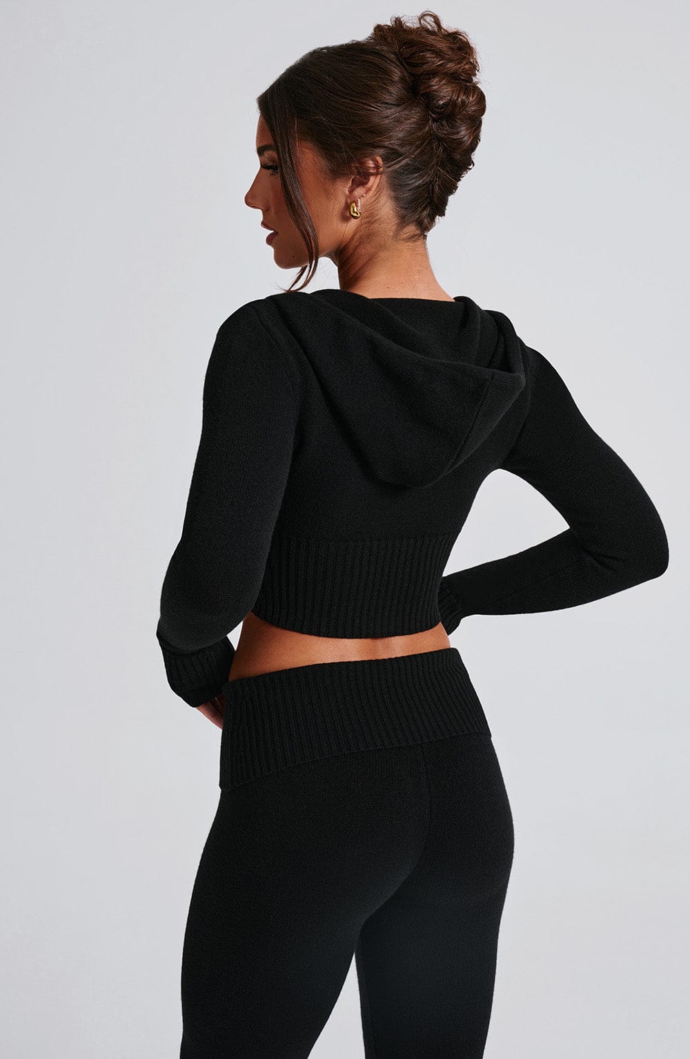 Portia | Black Knit Hoodie