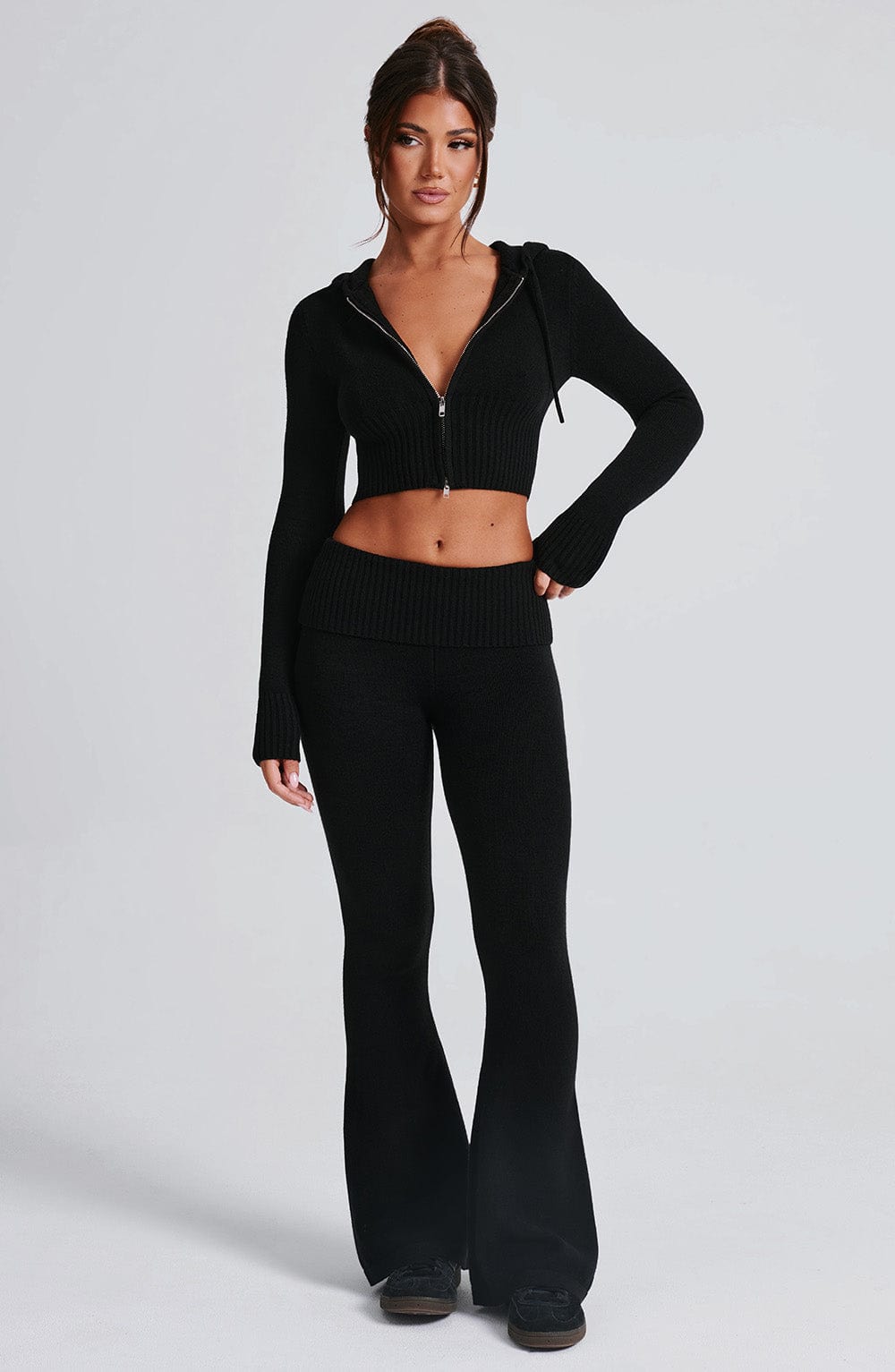 Portia | Black Knit Hoodie