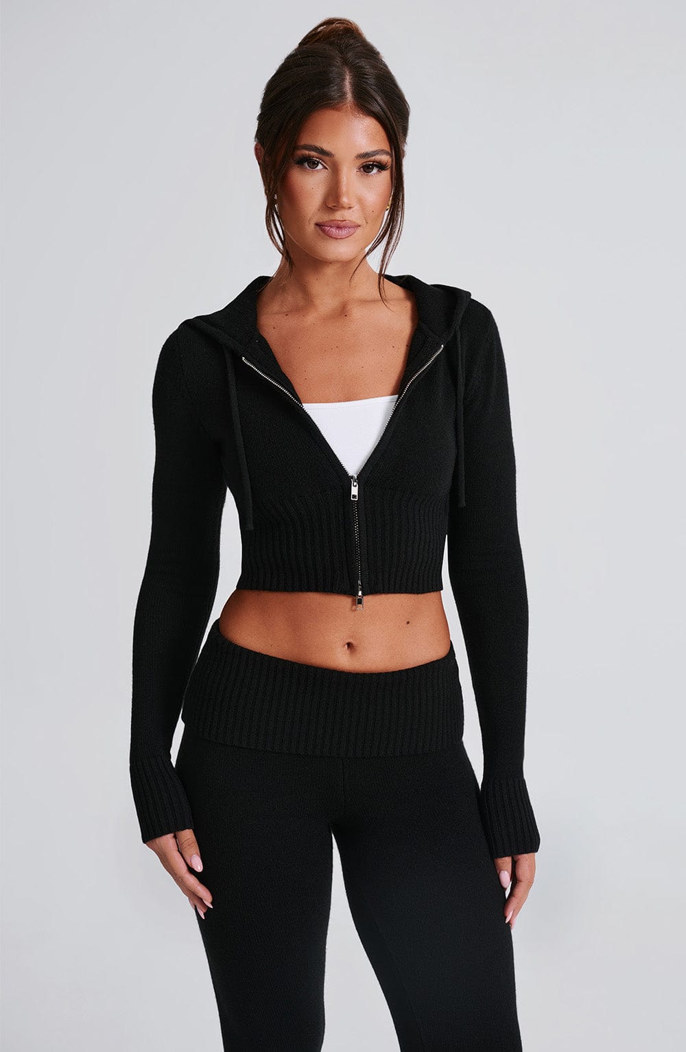 Portia | Black Knit Hoodie