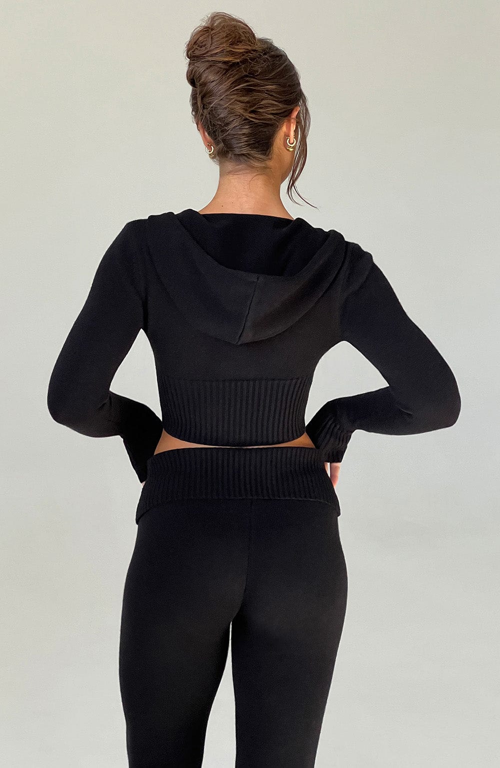 Portia | Black Knit Hoodie