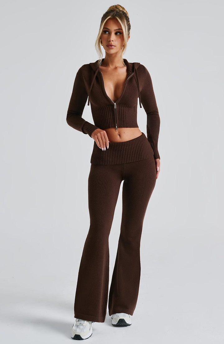 Portia | Chocolate Knit Hoodie