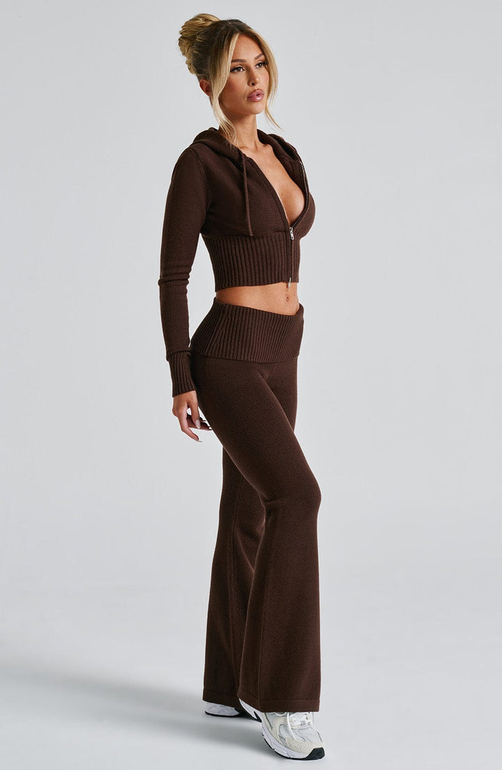 Portia | Chocolate Knit Hoodie