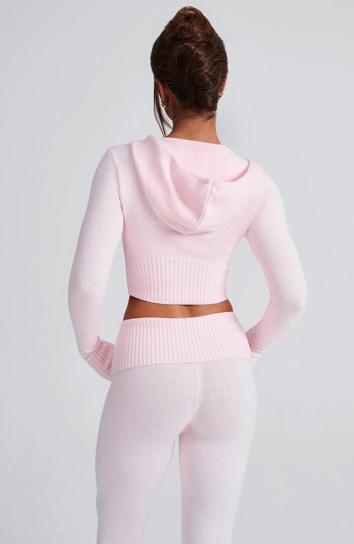 Portia | Pink Knit Hoodie