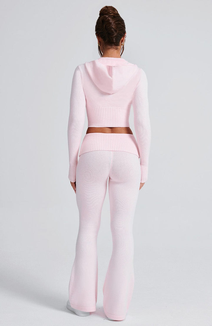 Portia | Pink Knit Hoodie