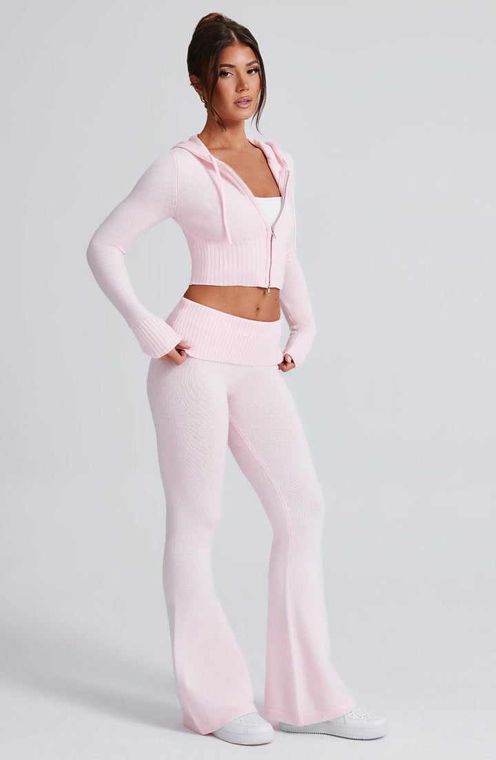 Portia | Pink Knit Hoodie
