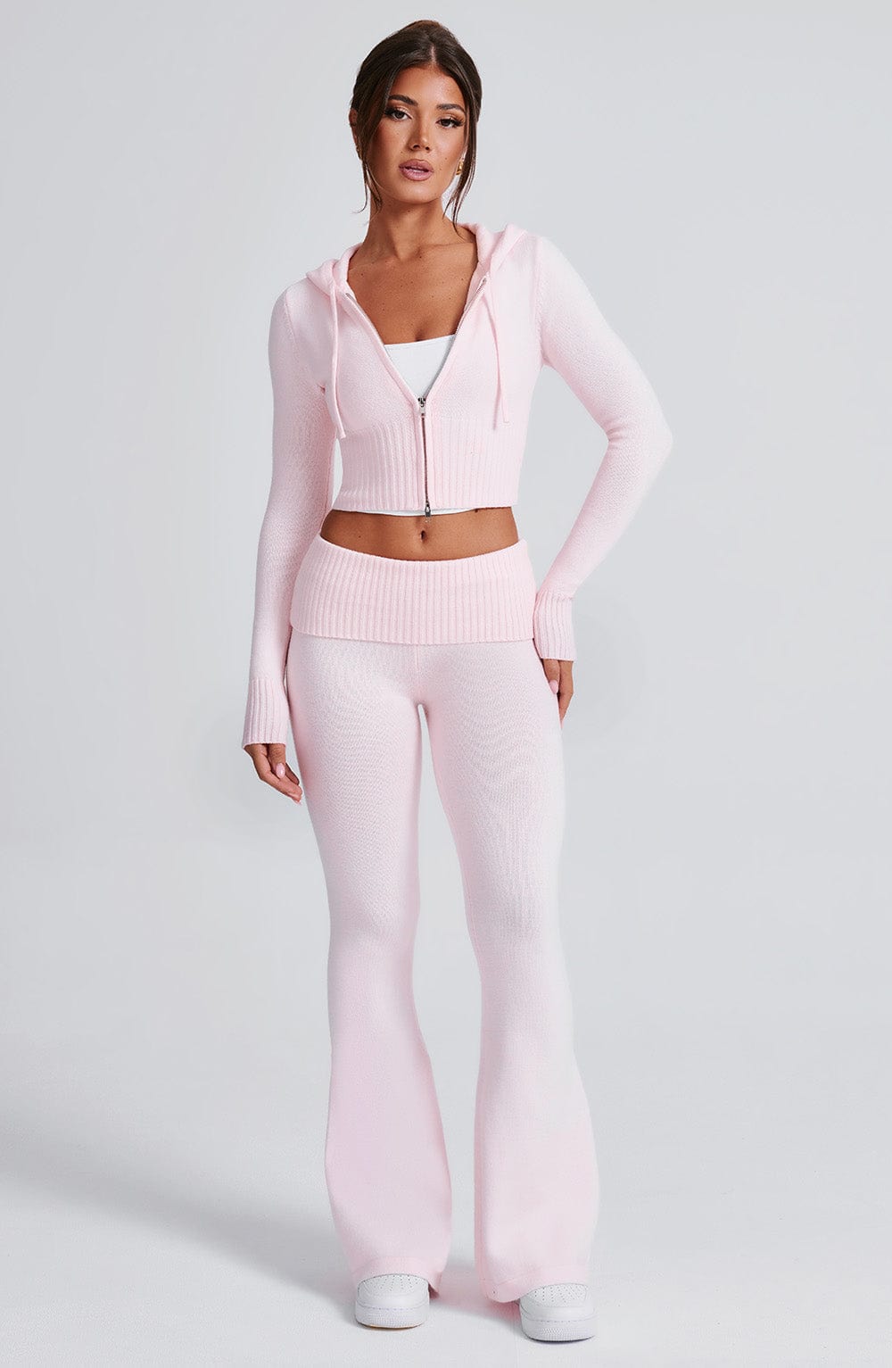 Portia | Pink Knit Hoodie