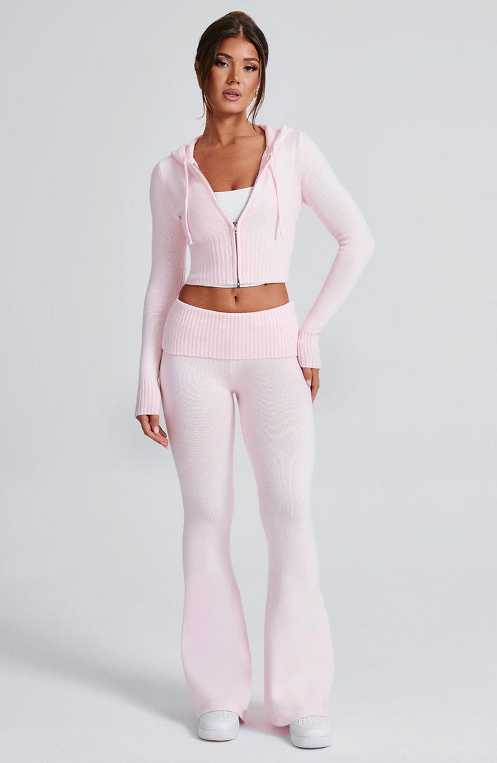 Portia | Pink Knit Hoodie