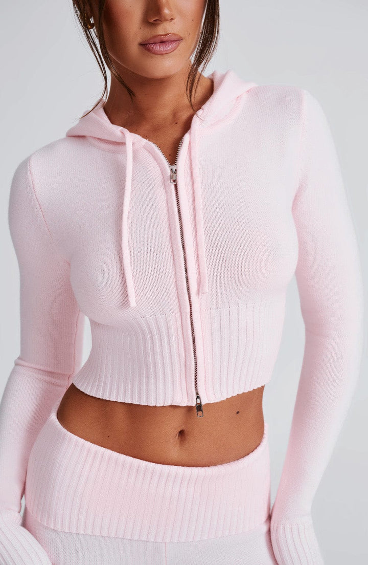 Portia | Pink Knit Hoodie