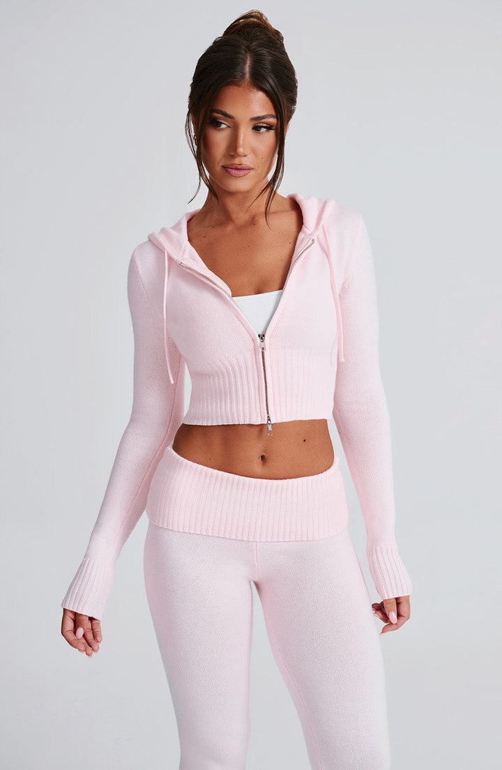 Portia | Pink Knit Hoodie