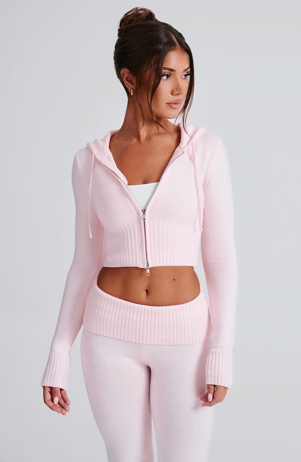 Portia | Pink Knit Hoodie