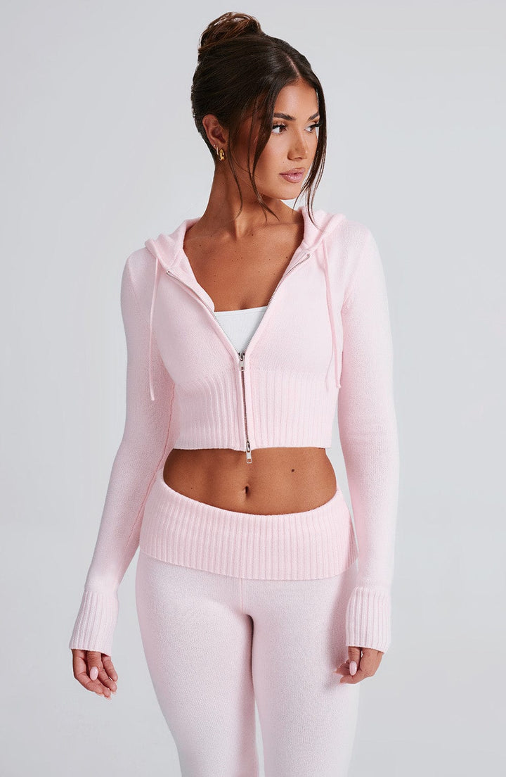 Portia | Pink Knit Hoodie